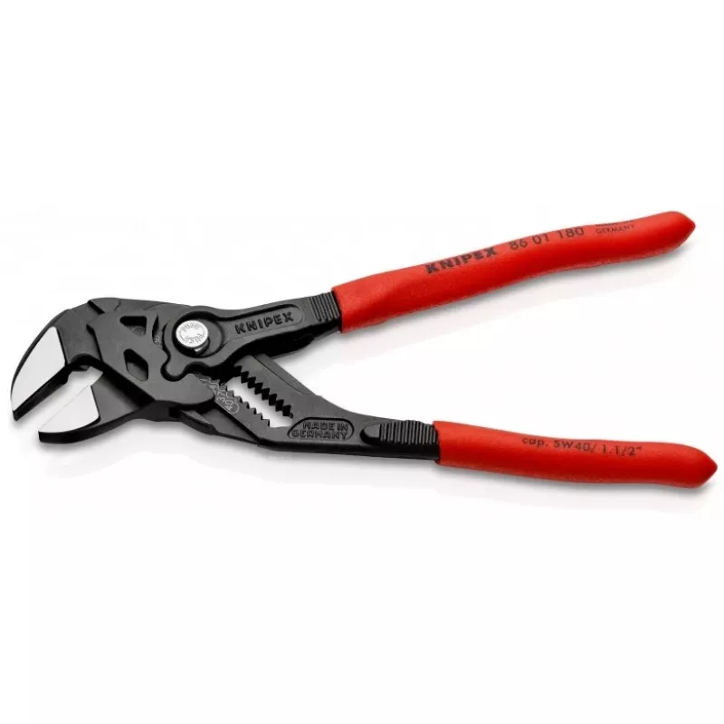 Knipex 86 01 180 knaibļu atslēga, 180 mm, maks. atvērums 40 mm, 15 pozīcijas, sarkana