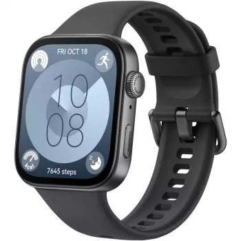 Huawei WATCH Fit 3 4.62 cm (1.82 inch) AMOLED 43.2 mm Digitāls 408 x 480 pikseļi Skārienekrāns Melns Wi-Fi GPS (satelīts)