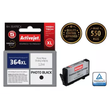 Tintes kasetne ActiveJet AH-364PBCX saderīga ar HP, Foto melna, Augstas (XL) ražības, 12 ml, atjaunota premium