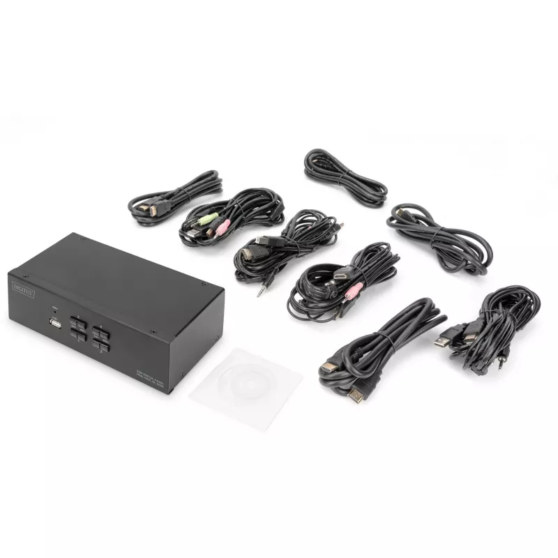KVM Slēdzis Digitus DS-12883 4 Portu Divu Displeju 4K HDMI USB