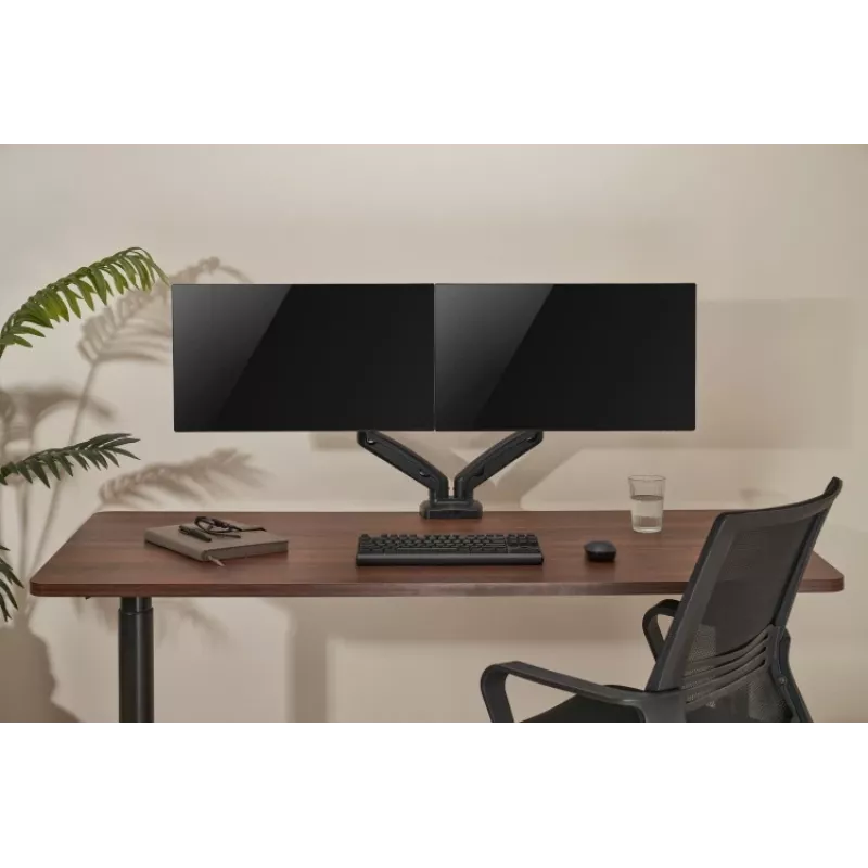 Monitoru roka up up Ekonomiska interaktīva pretsvara divu monitoru roka Matēti melna VESA 75x75/100x100