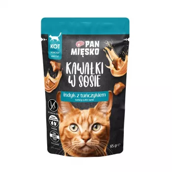 Slapjā kaķu barība Pan Miesko Tītars ar Tunci 85 g