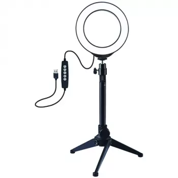 LED gredzena gaisma 12cm ar galda statīvu līdz 24.5cm, USB, RGBW