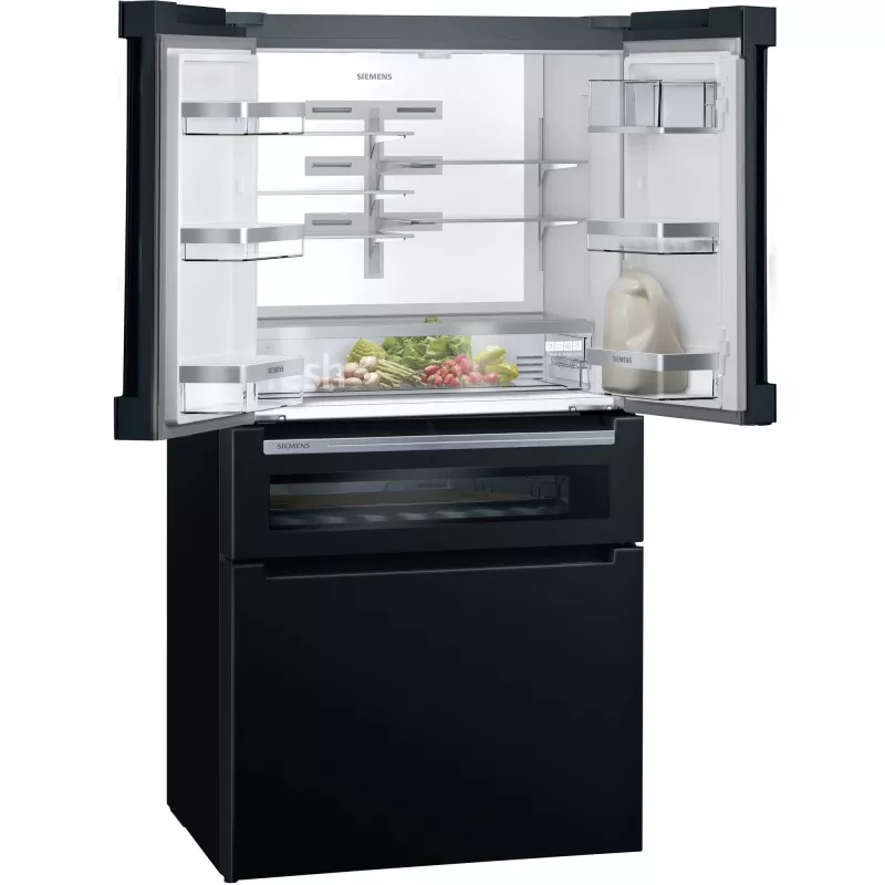 Siemens KF96RSBEA sānu-sānu ledusskapis Brīvi stāvošs 572 L Melns