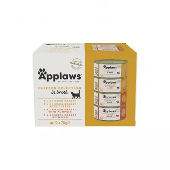 APPLAWS Chicken Selection in Broth - slapjā barība kaķiem - 12x70g