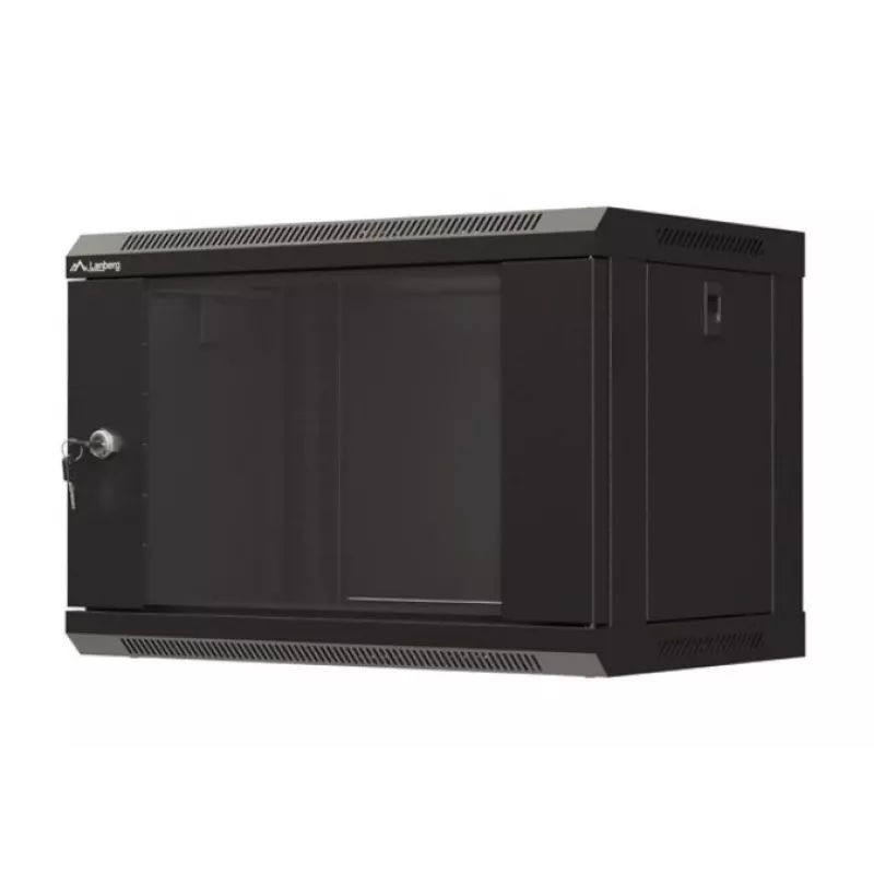 Sienas skapis LANBERG WF03-5306-10B 6U, 60 kg, atslēgas slēdzene, melns
