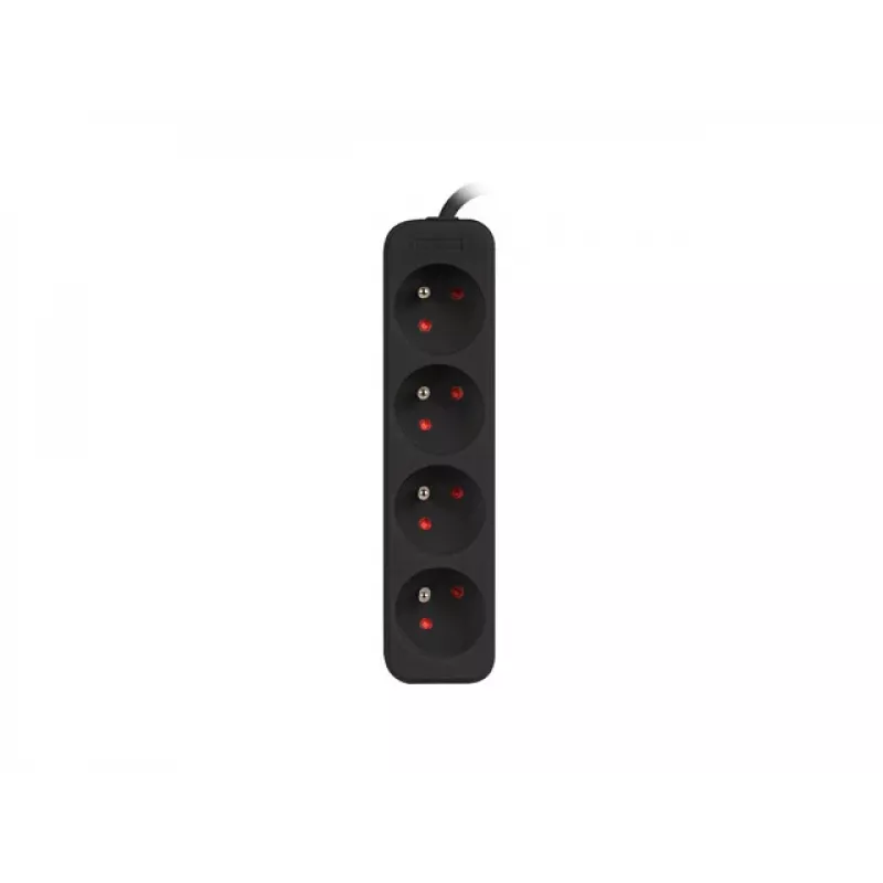 Pagarinātājs Lanberg PS0-04E-0100-IEC-BK 1m 4 AC kontaktligzdas 10A Melns Iekštelpām