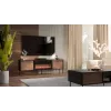 TV skapis Cama CORTINA 180x40x60 cm melns/valrieksts ar melnu elektrisko kamīnu