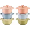 Komplekts 6x Mini Cocotte apaļas 10 cm, daudzkrāsains