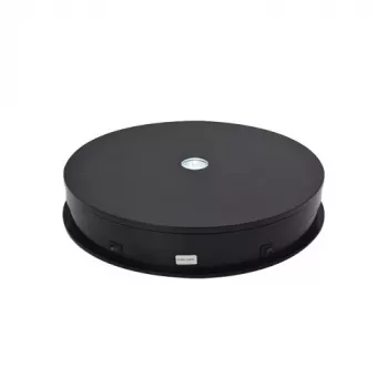 Elektrisks 360° rotējošs demonstrācijas statīvs ar LED apgaismojumu, apaļš 30cm, melns