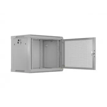 Lanberg WF01 19 inch 9U 600x450 pelēks sienas stiprinājuma skapis ar perforētām durvīm
