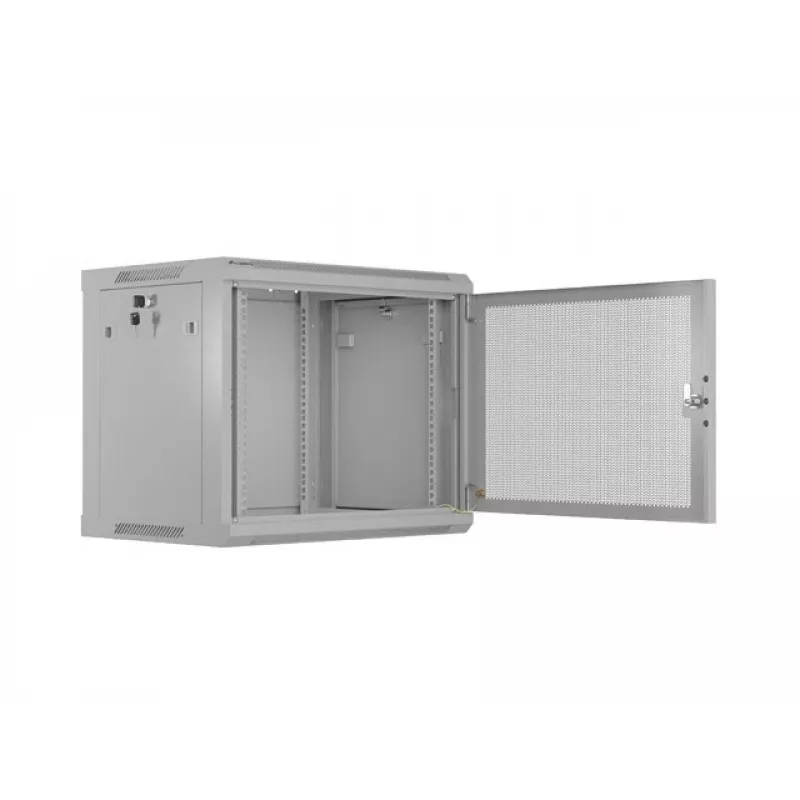 Lanberg WF01 19 inch 9U 600x450 pelēks sienas stiprinājuma skapis ar perforētām durvīm