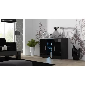 Sānu skapis Cama SOHO S7 120 cm Melns spīdums