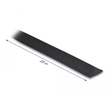 DeLOCK auduma lente 25 m x 25 mm, plēsama, pašlīmējoša, melna