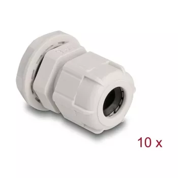 Kabeļu ievads M16 DELOCK, plastmasa, pelēks, 10 gab. iepakojumā