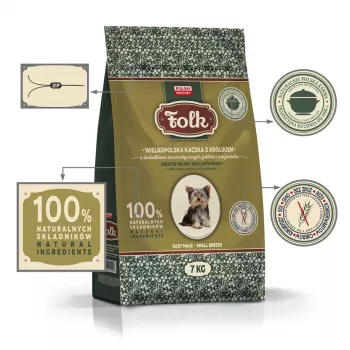 FOLK Small breeds Traditional Greater Poland pīle ar trusi, āboliem un majorānu - sausā suņu barība - 7kg