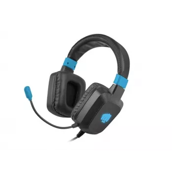 Vadu spēļu austiņas Fury NFU-1584 ar buma mikrofonu, apvalka tipa, 98 dB, 15–25000 Hz, 2 m kabelis, USB un 3,5 mm, zila