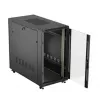Rack skapis LANBERG FF01-6222-12B 22U 600x1200 mm melns ar stikla priekšējām un aizmugurējām durvīm