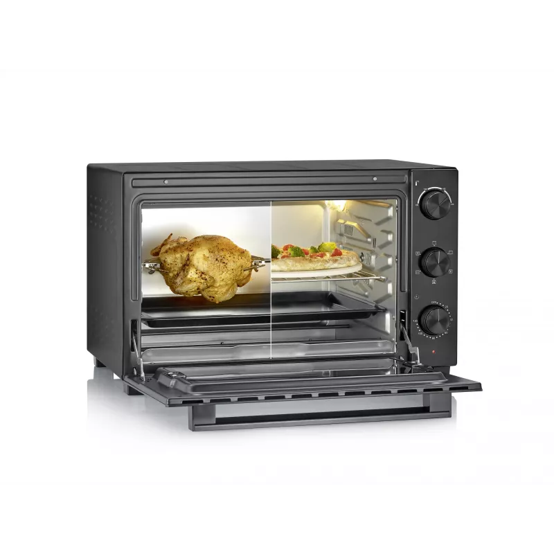 Virsmas elektriskā cepeškrāsns SEVERIN TO 2076 — 46 L, 1800 W, brīvi stāvoša, melna, 515×420×365 mm