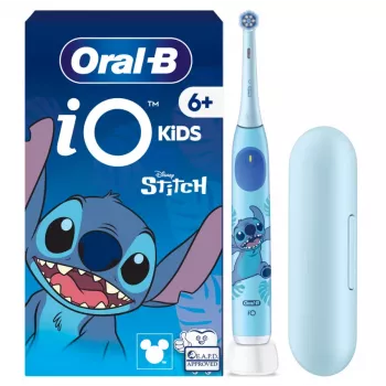 Oral-B iO Kids Disney Stitch elektriskā zobu birste ar ceļojuma maciņu, 6Y+ | Uzlādējama | Bērniem | 1 birstes uzgalis | 3 režīmi
