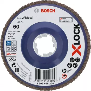 Slīpēšanas disks Bosch 115 mm, grauds 60, leņķa slīpmašīnām — 2608619206