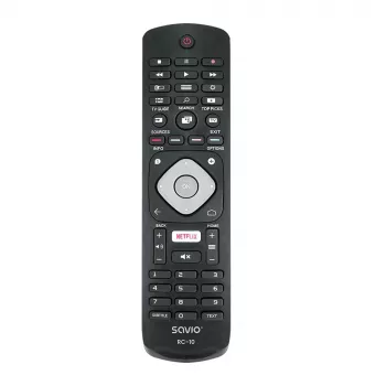 SAVIO tālvadības pults RC-10 Philips TV, IR bezvadu, melna, spiedpogu ievade
