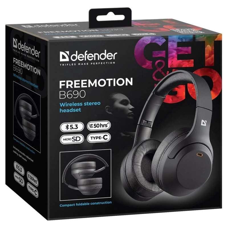 Austiņas Defender Bluetooth Freemotion B690 Melnas