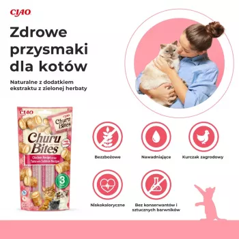 INABA Churu Bites Chicken with tuna and salmon - kaķu gardumi - 3x10 g