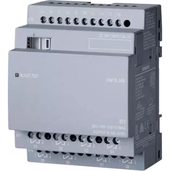 Siemens LOGO DM16 24R Digitālais un Analogo I/O Modulis ar Releju Izejām (6ED1055-1NB10-0BA2)
