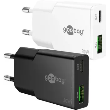 Goobay USB-C PD GaN Dual-Fast Charger Slim 20 W Balts - 1x -Connector Power (75730)
