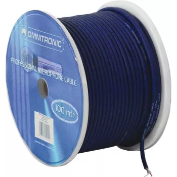 Mikrofona kabelis Omnitronic 2×0,22 mm 100 m Melns