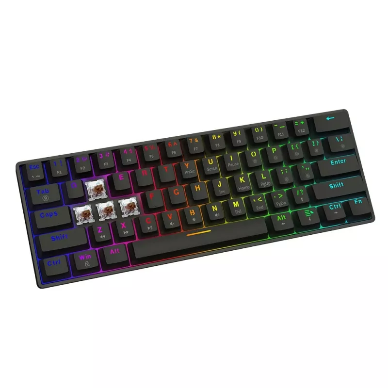 Mehāniskā spēļu tastatūra SAVIO BLACKOUT X2 BRŪNA 61 taustiņš 60% USB QWERTY RGB Outemu Brown