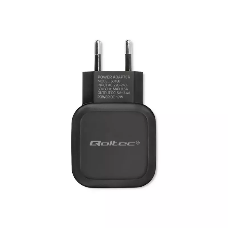 Qoltec 50188 universāls lādētājs klēpjdatoriem, viedtālruņiem, viedpulksteņiem, planšetēm, telefoniem, melns, AC/DC iekštelpām