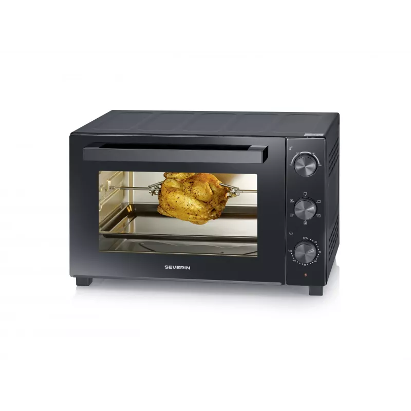 Virsmas elektriskā cepeškrāsns SEVERIN TO 2076 — 46 L, 1800 W, brīvi stāvoša, melna, 515×420×365 mm