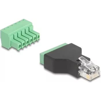 DeLOCK 66590 dzimumu mainītājs RJ12 uz 6-pin spaiļu bloku Melns Zaļš