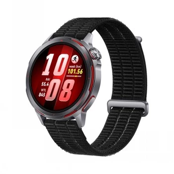 Viedpulkstenis HUAWEI GT Runner 2 — 1,32 collu (3,35 cm) AMOLED 466×466, titāna korpuss, GPS, fluoroelastomēra melna siksniņa