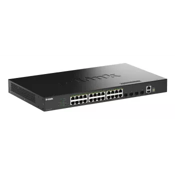 D-Link 28-Portu Gigabitu Sakraujams PoE+ Viedais Slēdzis ar 4 x 10G SFP+ Portiem