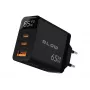LCD sienas lādētājs USB ligzda + USB-Cx2 PD 65W GAN melns vatmetrs