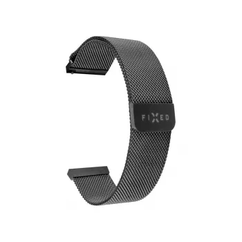 Pulksteņa siksniņa FIXED Mesh Strap FIXMEST-18MM-BK 18 mm melna metāla sieta ar ātrās atbrīvošanas mehānismu