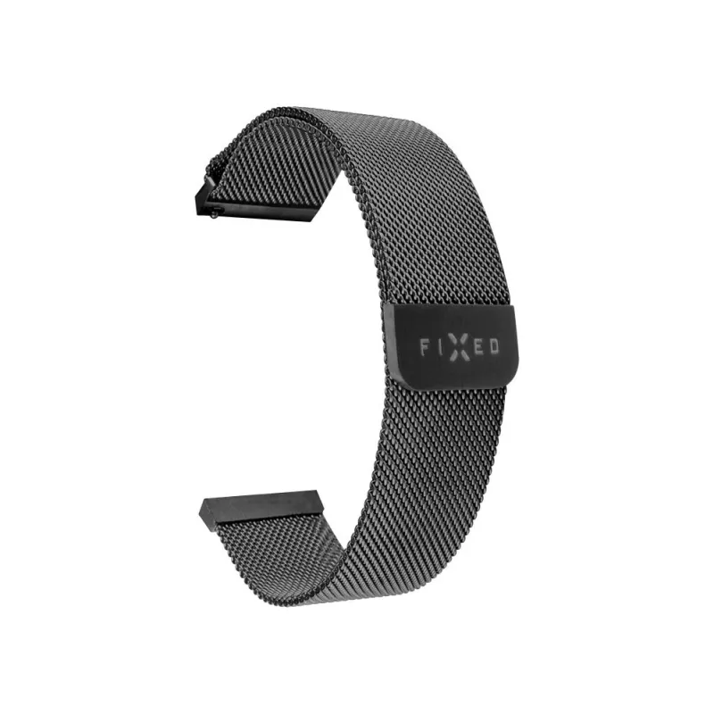 Pulksteņa siksniņa FIXED Mesh Strap FIXMEST-18MM-BK 18 mm melna metāla sieta ar ātrās atbrīvošanas mehānismu