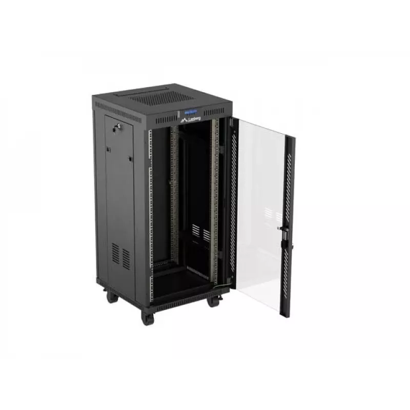 Brīvi stāvošs skapja statīvs LANBERG FF01-6624-12BL 24U 19 collas 600×600 mm, IP20, 1200 kg, melns