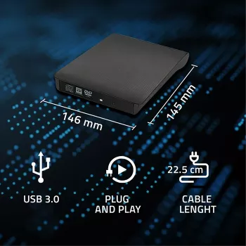 Optiskā diskdziņa korpuss CD/DVD SATA, USB 3.0, 9.5mm