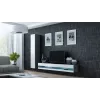 TV statīvs Cama Meble VIGO NEW 30/140/40 — 1400×400×300 mm, pelēka virsma, pelēks rāmis, balti spīdīgi priekšējie paneļi