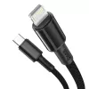 Baseus augsta blīvuma pīts kabelis Type-C uz Lightning, PD, 20W, 1m (Melns)