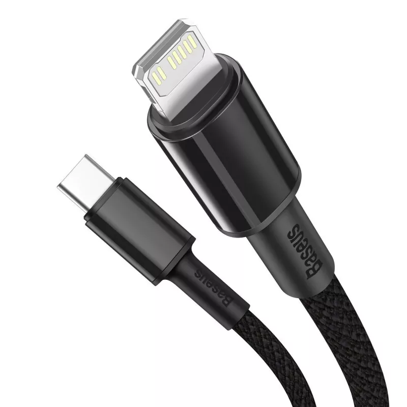 Baseus augsta blīvuma pīts kabelis Type-C uz Lightning, PD, 20W, 1m (Melns)