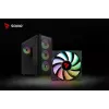 PC korpuss SAVIO Noctis Flow RGB — Cube, ATX/Mini-ITX, 3x 120 mm priekšējie ventilatori, rūdīta stikla sāns, max GPU 35 cm