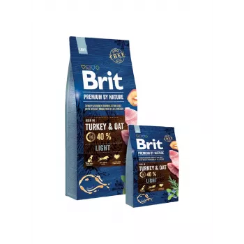 Sausā barība suņiem Brit Premium by Nature Light 15 kg — Tītars un Ābols, 25% proteīns, 8% tauki, 3180 kcal/kg
