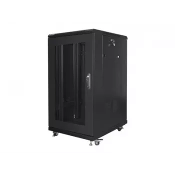 Brīvi stāvošs skapis LANBERG FF01-6822-23B 22U, 19 inch sliedes, 1159×600×800 mm, IP20, riteņi, slēdzene, melns
