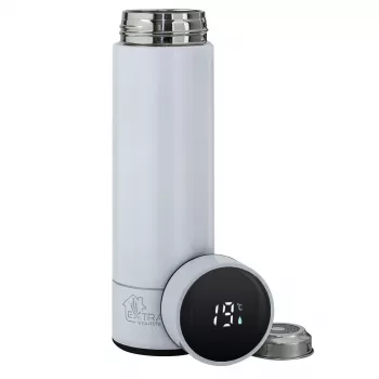 Extralink Smart Travel Mug Balta, Termokrūze ar Temperatūras Displeju