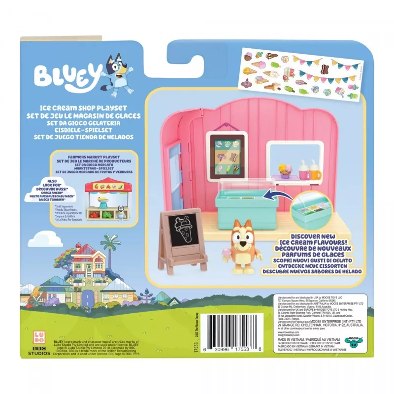 TMTOYS figūru komplekts Mini Bluey Saldējuma Veikals BLU17553 – kolekcionējamas rotaļu figūras, maza mēroga komplekts